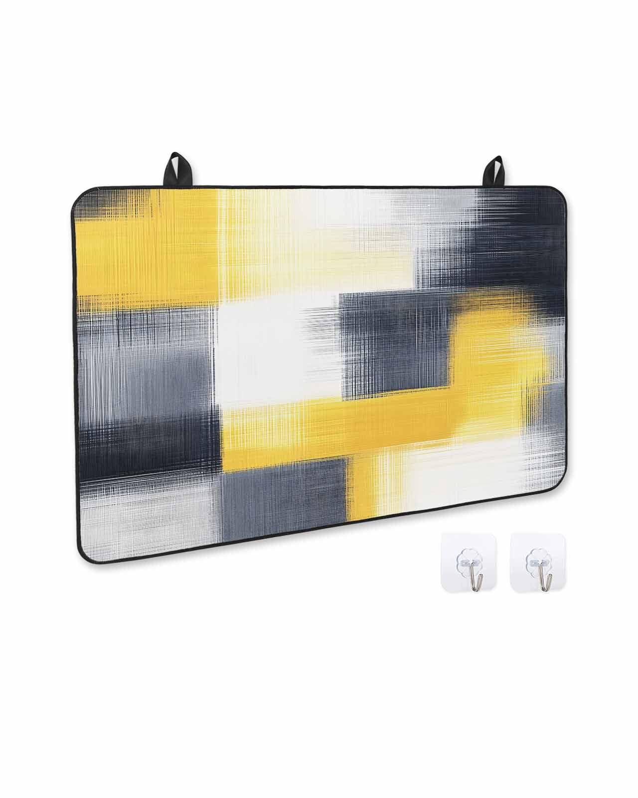 nqOlkjepod Large Induction Cooktop Protector Mat 24"x21", Abstract Yellow Black Stove Top Covers for Electric Stove, Vintage Geometric Oil Painting Art Stove Burner Cover Mats, Glass Top Stove Cover