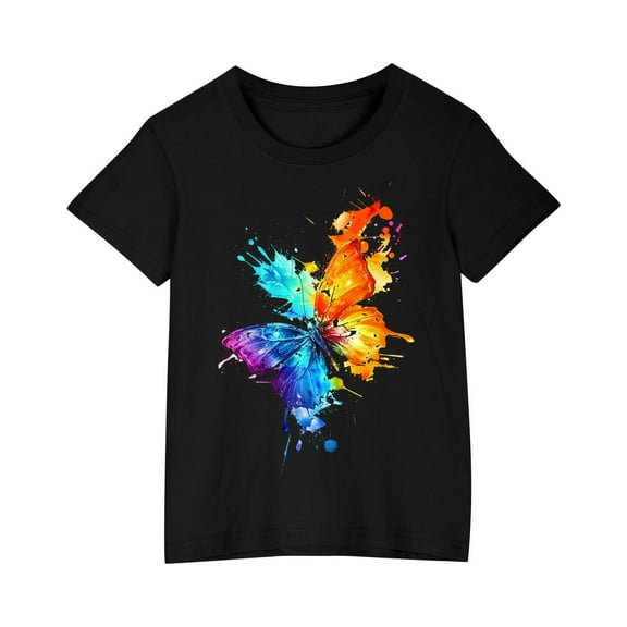 Tbopshirt Girls Clothes,Kids Fashion Casual Gifts for Girls,Toddler Kids Boys Girls Cotton T-shirt Cute Round Neck Print Tee Short Sleeve Top 3-10 Years