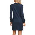 thumbnail image 3 of INSPIRE CHIC Women's Waffle Knit Nightshirt Long Sleeve Button Down Sleepshirts Nightgown with Pockets L Blue, 3 of 6