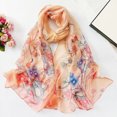 thumbnail image 2 of Lightweight Scarves Fashion Flowers Print Women Cotton Wrap Scarf Head Shawl Summer Gift - Plum orange, 2 of 6