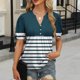 thumbnail image 2 of Camiseta de Cuello en V de Impresión Casual de Manga Corta de las Mujeres, Top Cómodo Ligero para la Primavera Y el Verano, 2 of 6