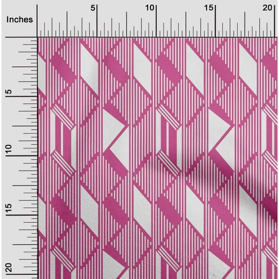 oneOone Cotton Poplin Fabric Parallelogram & Triangle Geometric Print Sewing Fabric BTY 42 Inch Wide