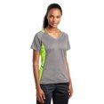 thumbnail image 4 of Sport-Tek Ladies Heather Colorblock Contender Neck Tee-L (Vintage Heather/ Lime Shock), 4 of 6
