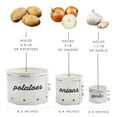 thumbnail image 6 of AuldHome Design Potatoes, Onions and Garlic Canister Set; Rustic White Enamelware Vegetable Storage Containers, 6 of 9