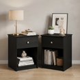 thumbnail image 2 of Furinno TIDUR Night Stand Set of 2, Modern Nightstand with Drawer, Bedside Table with Storage Shelf, End Table, Side Table, Knob Handle Drawer, for Bedroom, Living Room, Dark Americano, 2 of 5