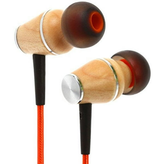 BRB Machines XTC 2.0 Earbuds with Mic, Premium Genuine Wood Stereo Earphones, Hand-Made in-Ear Noise-isolating Headphones with