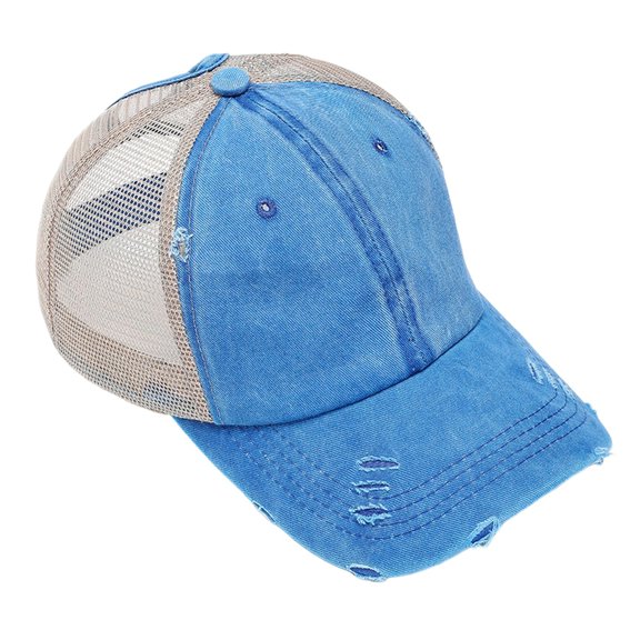 Fgnfyis Women's Hats & Caps Ponytail Baseball Cap High Messy Bun Ponycap with Quick Drying Mesh for Sports and Daily Wear Sky Blue