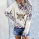 thumbnail image 5 of Moda mujer manga larga otoño camiseta impresión bolsillos con capucha blusa Tops Fridja  bvmnju7962, 5 of 7