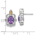 thumbnail image 2 of 925 Sterling Silver Rhodium Plated With 14k Accent Amethyst Post Earrings 18.3x12.55mm Wide Stud Earring for Women, 2 of 2