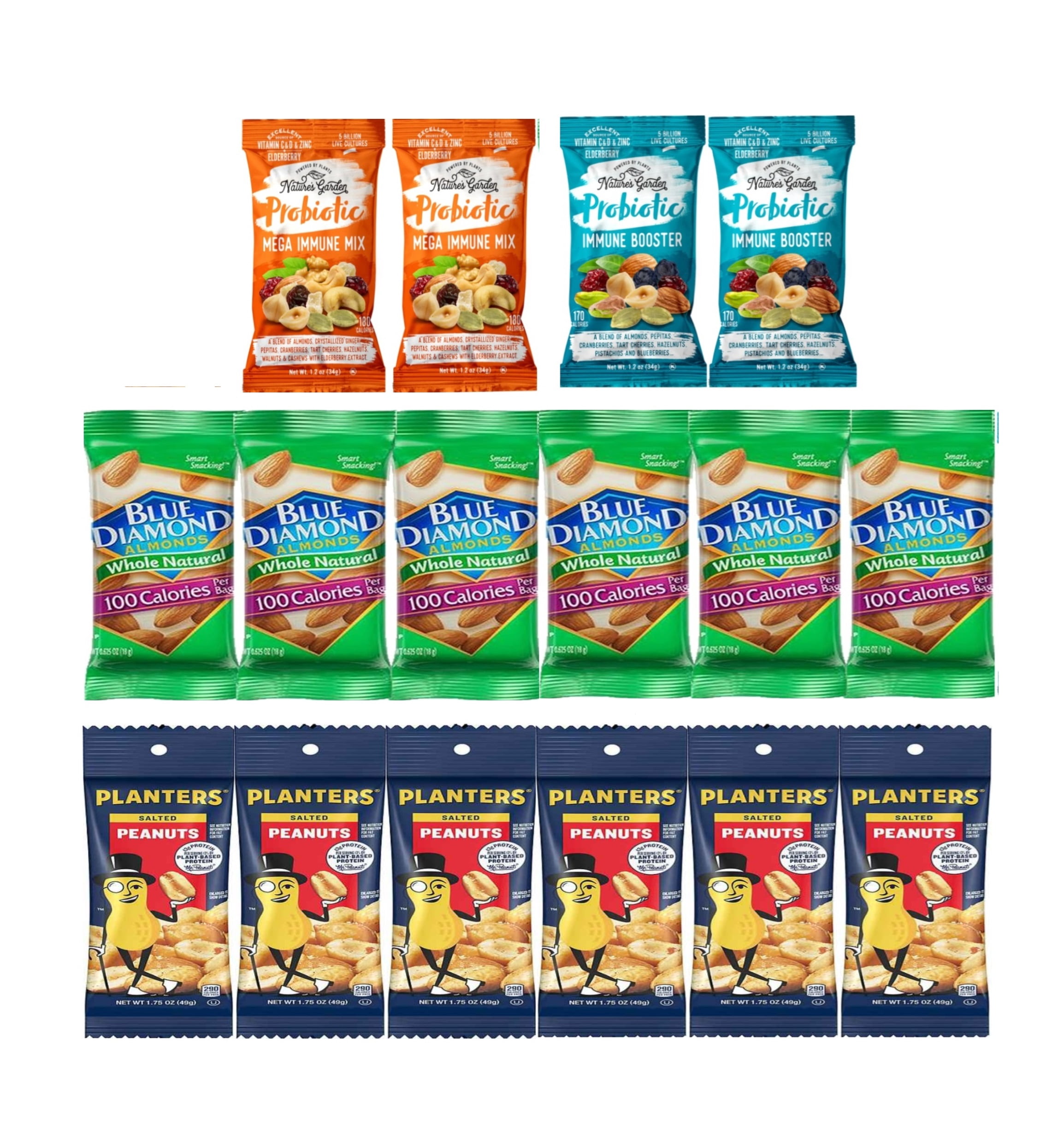 Nuts Individual Packs - Healthy Snacks for Adults that includes Raw Almonds, Pistachios in shell, Sunflower seeds, and Planters nuts - Trail Mix Individual Packs - Perfect hiking snacks 28 PACK