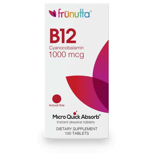 Frunutta Instant Dissolvable Vitamin B12 Cyanocobalamin Tablets, 1000