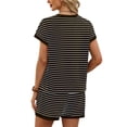 thumbnail image 6 of VBVC Women's Striped Crew Neck 2 Piece Set,Dolman Top and Elastic Waist Shorts For Women, Ladies' Soft Summer Loungewear With Pockets,Black,S-2XL, 6 of 10