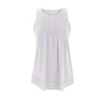 thumbnail image 4 of ATOYSOY Women's Business Casual Pleated Shirts Loose Basic Tank Tops Dressy Tunic Solid Color Blouses Round Neck Tees Workout Fashion Sleeveless Pullover White L, 4 of 8