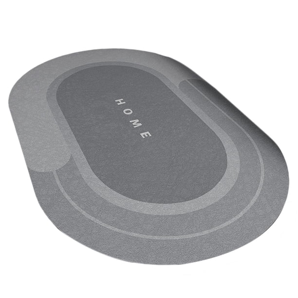 Alfombrilla de baño antideslizante, lavable, de secado rápido, con diatomeas para inodoro y baño. Gris ovalado L