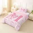 thumbnail image 2 of Erosebridal Cute Stars Bowknot Kids Twin Comforter Sets,Pink Letter M Alphabet Bedding Set For Girls,Pink Reversible,2-Piece, 2 of 7