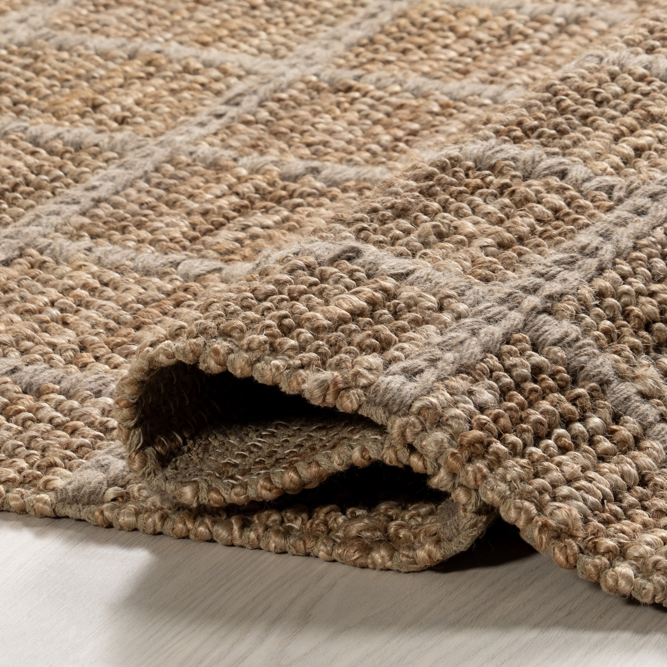 Rugs USA Penni Checked Jute and Wool Area Rug, 9' 6" x 13' 6", Penni Natural
