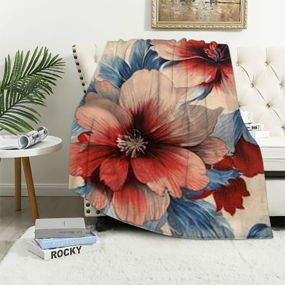 BCIIG Floral Flower Print Blanket Ultra-Soft Micro Throw Blanket Microfiber Blanket All Seasons Warm Air Conditioner Blanket Lightweight Flannel Blankets for Bed Couch 40x50in