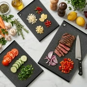 Kikcoin 3-Piece Plastic Large Cutting Boards Set for Kitchen, Chopping Board with Non-slip Feet and Juice Grooves