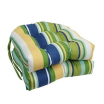 16-inch Spun Polyester Outdoor U-shaped Tufted Chair Cushions (Set of 2) 916X16US-T-2CH-OD-172