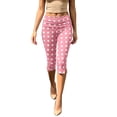 thumbnail image 2 of IUYRTFE Women's Polka Dot Capri Pants with Side Slit High Waist Stretch Cropped Trousers for Summer, 2 of 7