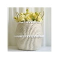 thumbnail image 2 of Handmade Foldable Wicker Grass Weaving with Small Plush Balls Flower Basket, Storage Basket for Storing Cosmetics, Clothes, 2 of 6
