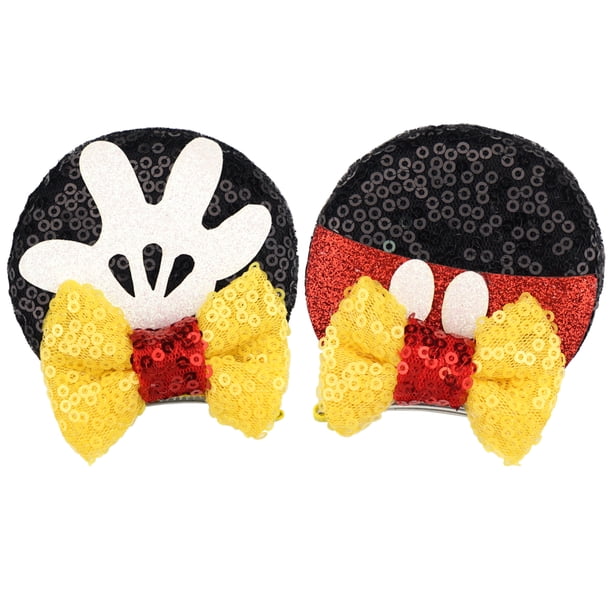 Pinzas para el pelo con lentejuelas y orejas de Mickey Mouse, lazos para el pelo con purpurina, pasadores bonitos de Minnie para mujeres y niñas, accesorios para el cabello de Halloween y Navidad