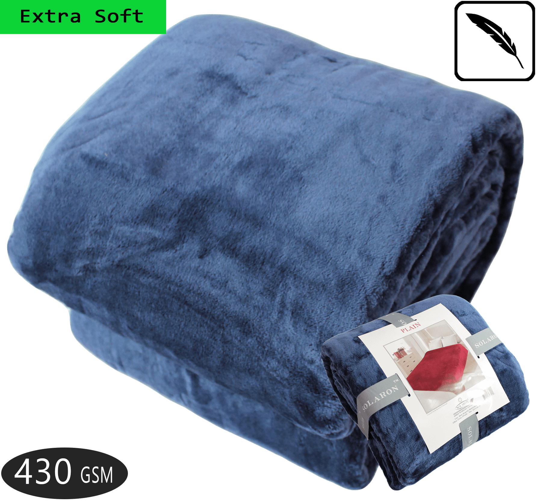 Queen Blanket Blue Korean Mink Flannel Throw Plush Blankets X Large ...