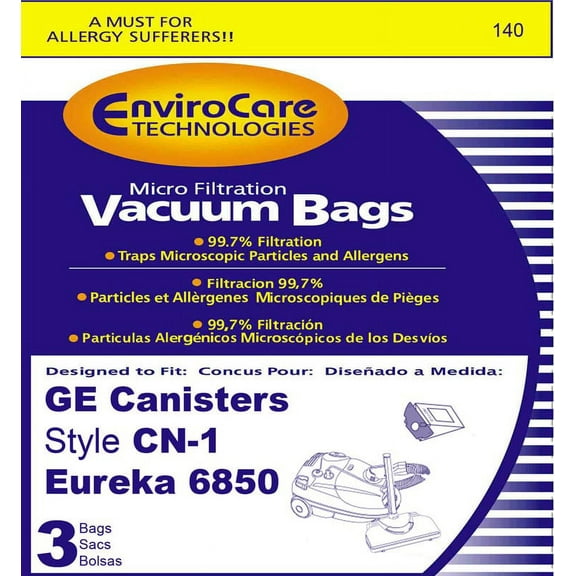 3PK, GE CN-1 CANISTER-MICROLINED, PAPER BAGS 140