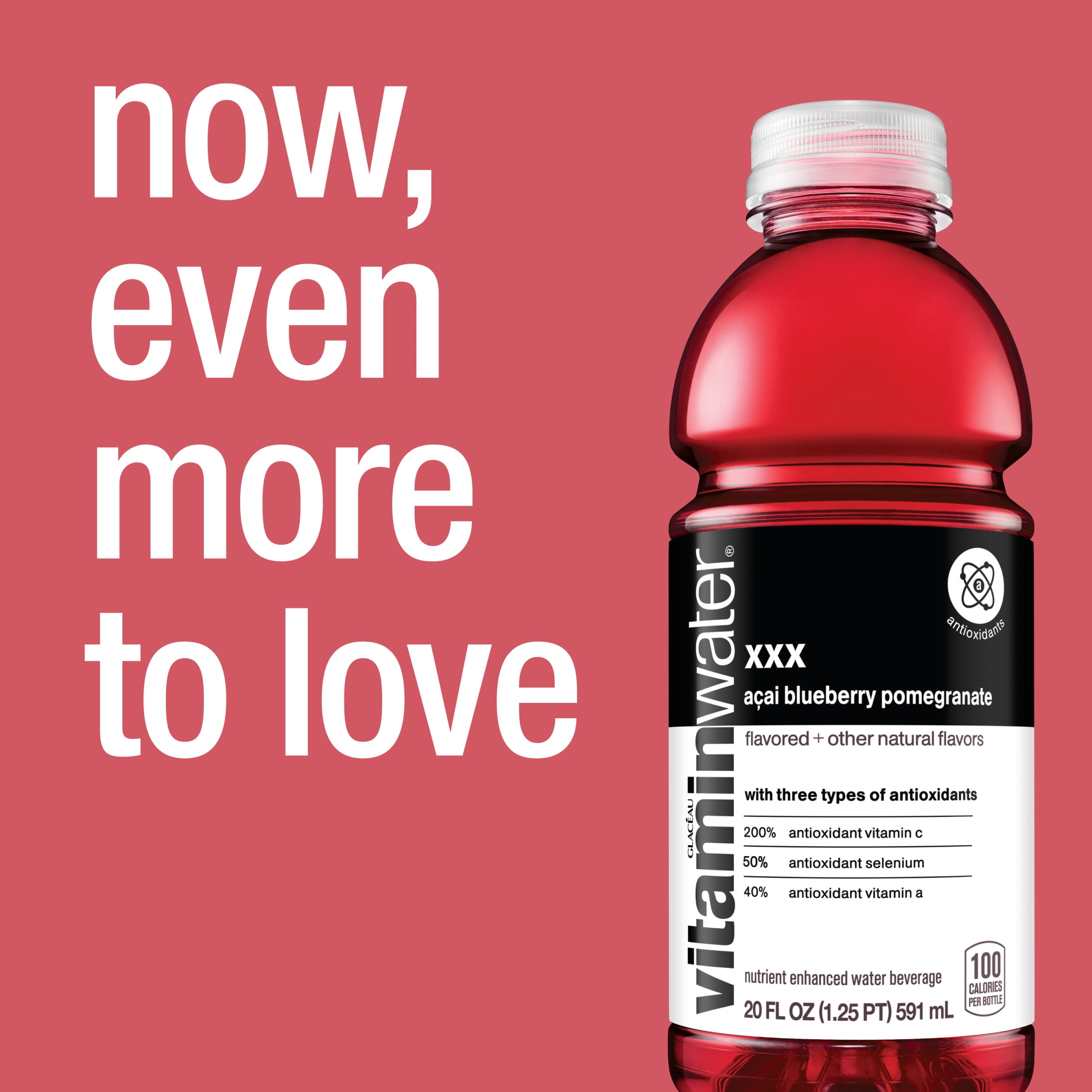 vitaminwater xxx, electrolyte enhanced water w/ vitamins, açai-blueberry-pomegranate drinks, 20 fl oz, 12 Pack