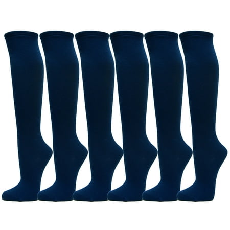 Couver Casual Wear Cotton Knee High Referee Socks Multi-Assorted Pack( Navy, Youth Medium (6 Pairs))