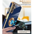 thumbnail image 2 of LeYi For Samsung Galaxy A13 5G Phone Case:2pcs Tempered Glass Screen Protector and 360° Rotatable Ring Mount Magnetic Stand,Rose Gold Plated Edge Protector Samsung A13 5G Phone Case, Blue, 2 of 8