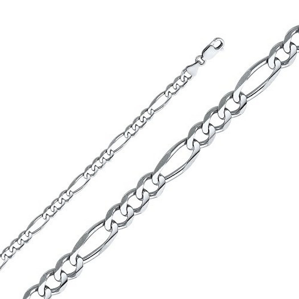 Jawa Fashion 14K Solid White Gold Men Womens 2.7MM Figaro Chain Lobster Clasp 