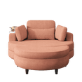 thumbnail image 4 of Voqoomkl Modern Corduroy Comfy Round Chair and Upholstered Accent Chair Living Room Set, Orange, 4 of 7