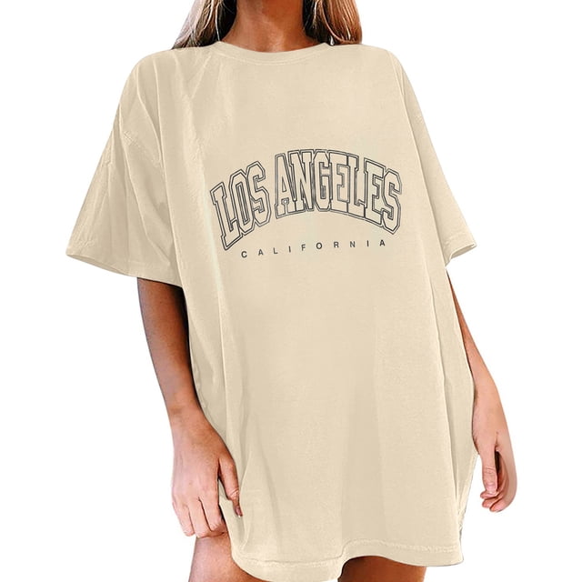 MKLEKYY Playeras Oversize Blusas Con Estampado Vintage Para Mujer, Blusas Holgadas De Manga Corta De Gran Tamaño A La Moda Talla XL