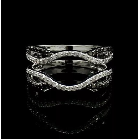 2Ct Round Simulated Diamond Wrap Enhancer Wedding Ring 14K White Gold Plated