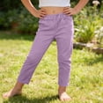 thumbnail image 2 of FAIWAD Girls School Uniform Pants Elastic Waist Dressy Casual Trousers with Pockets Kids Solid Color Pencil Pants, 2 of 9