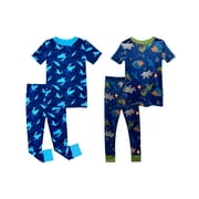 Prestigez Big Boys Four-Piece Pajama Set Male, Sharks/Dinosaurs, Size: 2T
