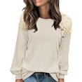 thumbnail image 2 of Crunowin Women's Knitted Sweater, Long Sleeve Cozy Comfort Solid Color Crew Neck Loose Fit Casual Pullover Tops Khaki S, 2 of 4