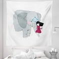 thumbnail image 1 of Cartoon Tapestry, Little Girl Sitting on the Trunk of an with Simple Mandala Motif in Blue, Fabric Wall Hanging Decor for Bedroom Living Room Dorm, 5 Sizes, Multicolor, by Ambesonne, 1 of 1
