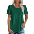 thumbnail image 2 of Green Women's Short Sleeve T-shirt, Women'S Round Neck Puffed Sleeve Hole Hollow Short Sleeve Casual T Shirt Top,Women's Short sleeve T-shirt M, 2 of 5