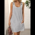 thumbnail image 4 of Vestido de Verano para Mujer, Sin Mangas, con Bolsillos, Informal, Corto, Corte A, Cuello Redondo, 2025, Negro, Talla L, 4 of 9