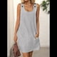 thumbnail image 4 of Vestido de Verano para Mujer, Sin Mangas, con Bolsillos, Informal, Corto, Corte A, Cuello Redondo, 2025, Negro, Talla L, 4 of 9
