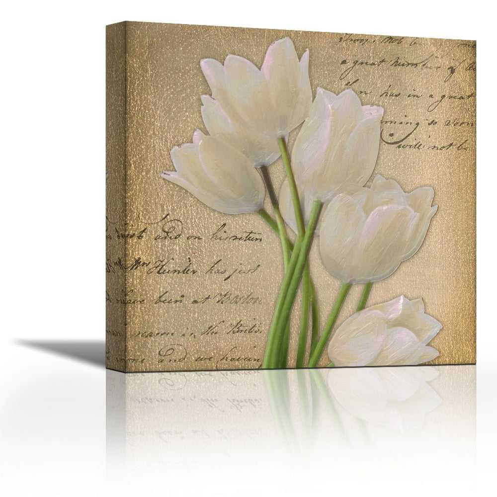 WHITE TULIP ON GOLD A Contemporary Fine Art Giclee on Canvas Gallery