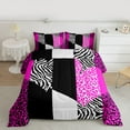 thumbnail image 2 of jejeloiu Wild Leopard Cheetah Queen Comforter Set,Safari Zebra Lines Bedding Comforter Set For Kids Reversible 3-Piece, 2 of 8