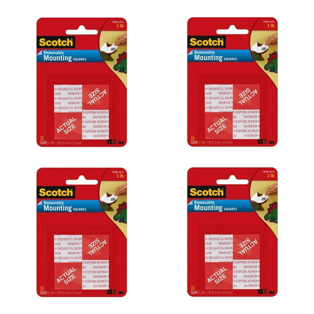 3M Scotch Mounting Tape Squares Removable 16 DoubleSided Adhesive Gray