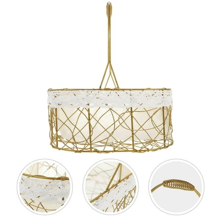 PAMINGONO Fruit Basket For Kitchen Metal Wire Basket Golden Iron 1Pack