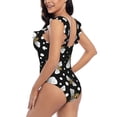 thumbnail image 4 of Bingfone Honey Bees at Night Print Women Ruffle One Piece Swimsuit Flounce Sleeve Swimwear V Neck Bathing Suit for Teen Girls - Medium, 4 of 8