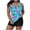 Blue, variant on Ynynloco Women's Tankini Bathing Suits Two-Piece Tummy Control Swim Dress High Waist Printing Padded Swimsuits with Boyshorts