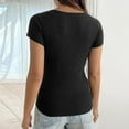 thumbnail image 4 of FRSASU Womens Short Sleeve Sweater Casual Summer Square Neck Button Pullover Tops Ribbed Knit Sweater Blouse Black, 4 of 4