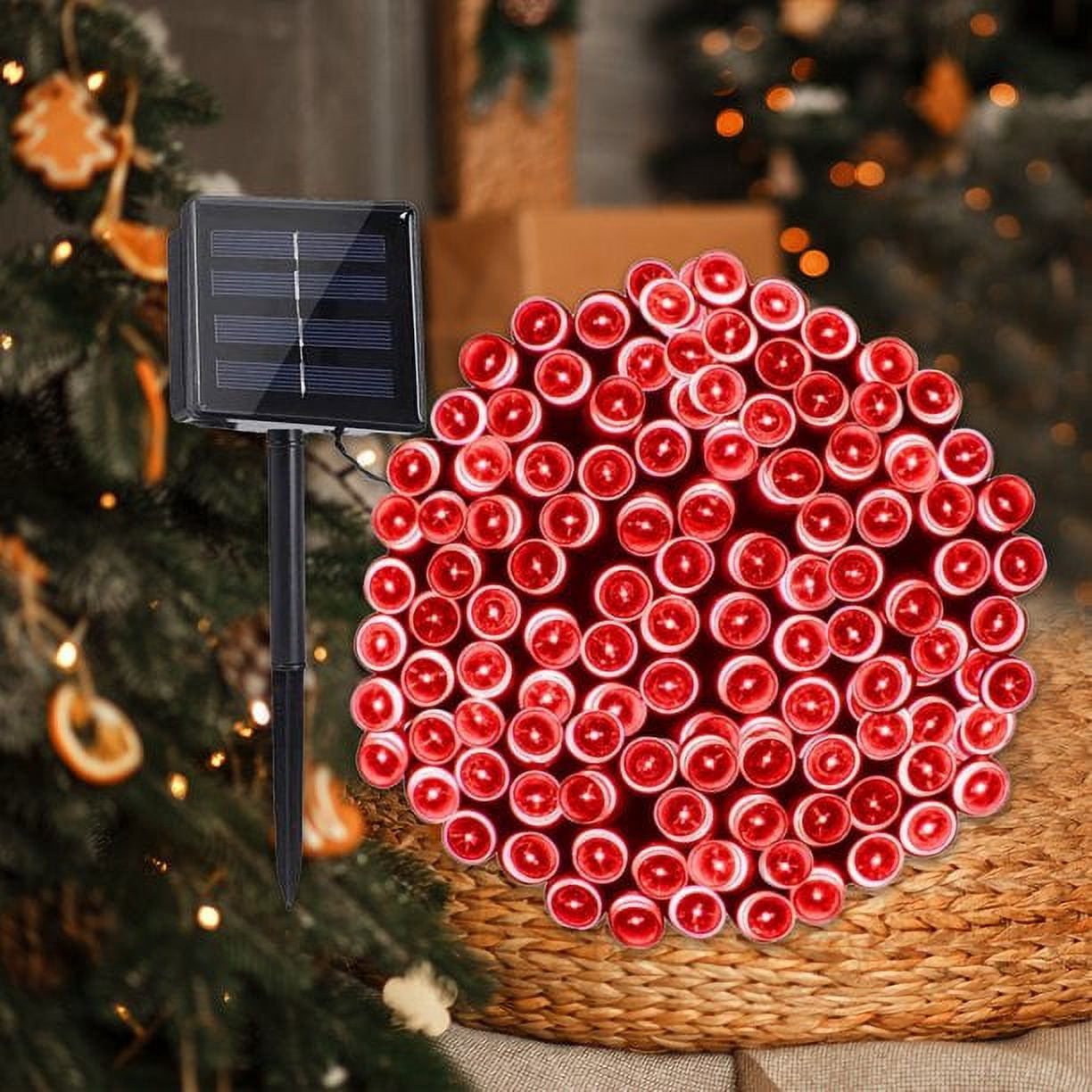 2Pack Solar String Lights 50 LED 32ft 8 Modes Outdoor Lighting Waterproof Christmas Fairy Lights for Xmas Tree Garden Homes Ambiance Wedding Lawn Party Decor, Red